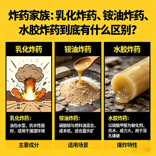 弋江炸药家族：乳化炸药、铵油炸药、水胶炸药到底有什么区别？